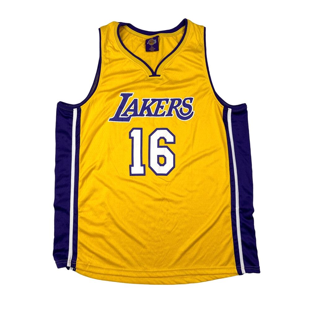 Lakers - NBA LA Lakers Gasol # 16 Sleeveless Tank in Yellow & Purple